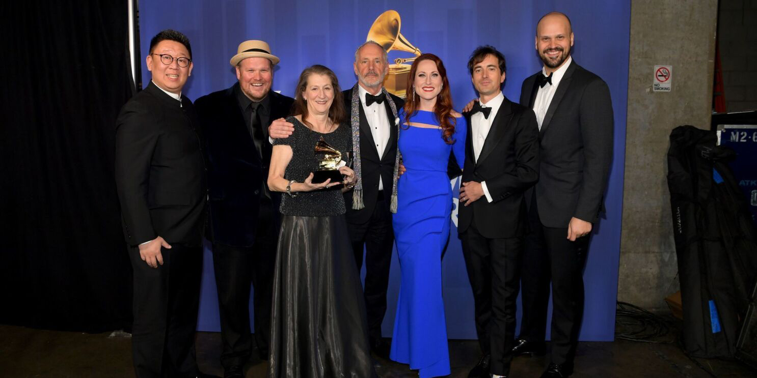 Mark Campbell and The (R)evolution of Steve Jobs team accepting their GRAMMY Award