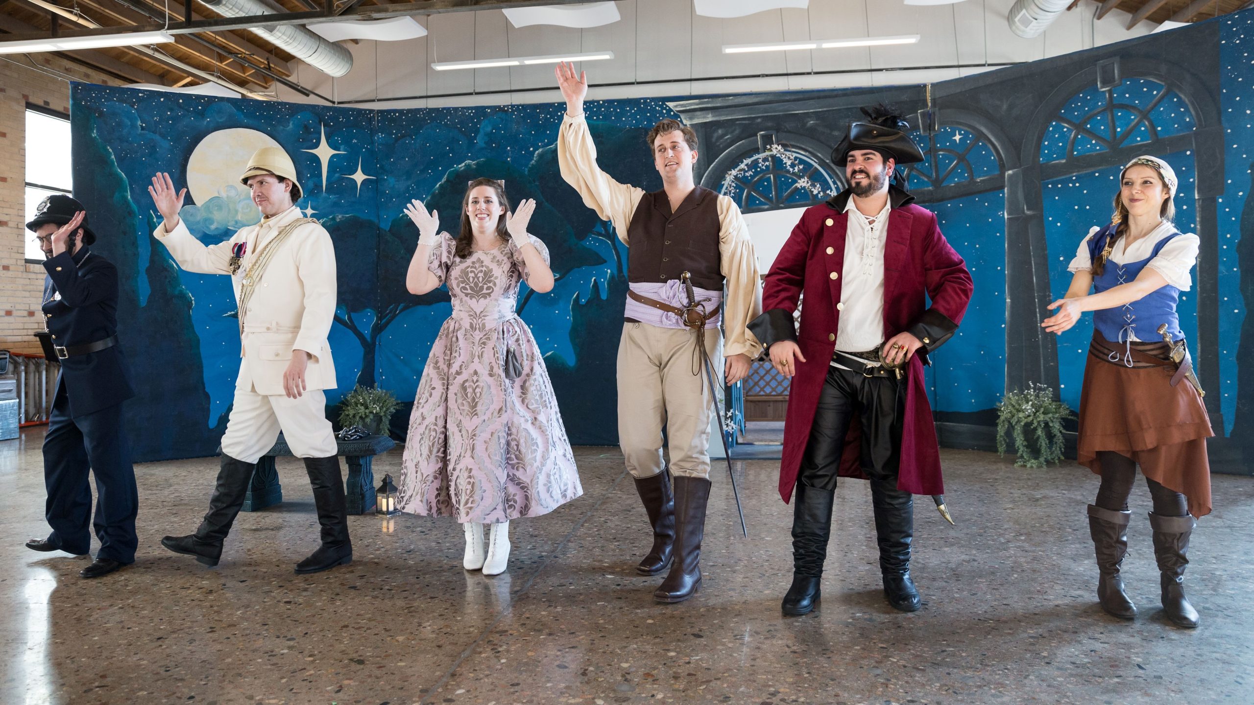 All six of our Artists in Residence stand in a line in front of the set as they take their final bow