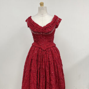 A red dress with beading 