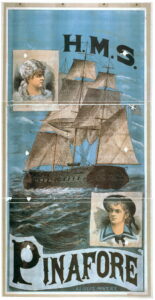 HMS Pinafore poster with a sailboat