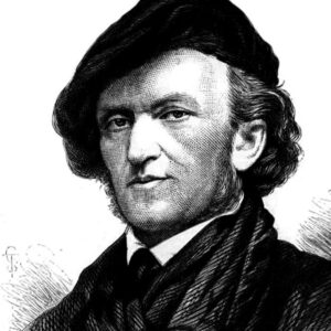 Black and white sketch of a man with a black har and suit
